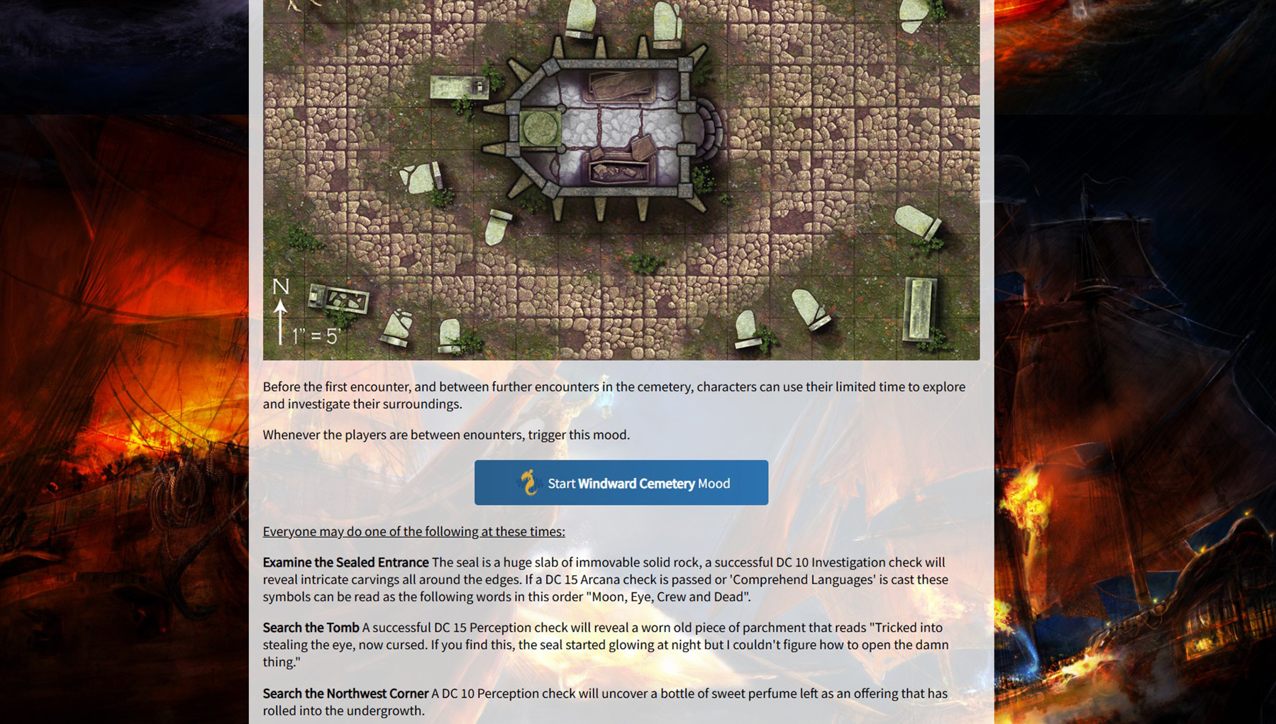 Screencap from the Curse of the Dread Marsh Crew adventure page